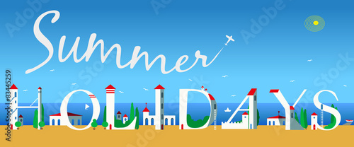 Inscription Summer Holidays. Vector Illustration