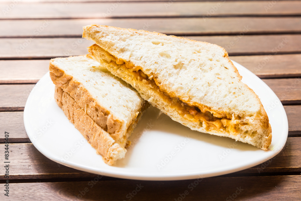 Wholemeal sandwich bread served on plate outdoor Wholemeal sandwich bread served on plate outdoor