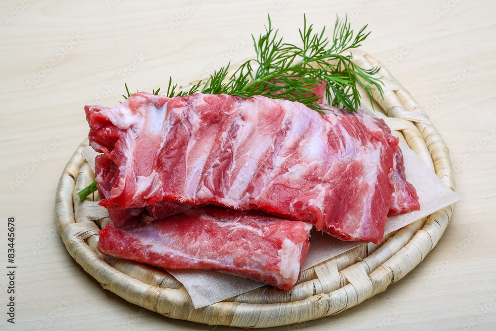 Raw pork ribs