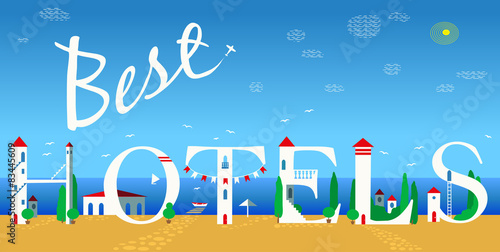 Inscription Best hotels. Vector Illustration