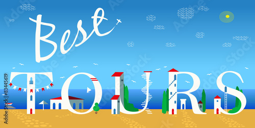 Inscription Best tours. Vector Illustration