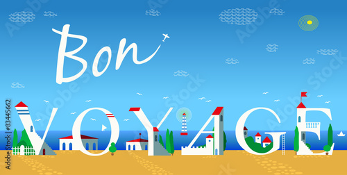 Inscription Bon voyage. Vector Illustration