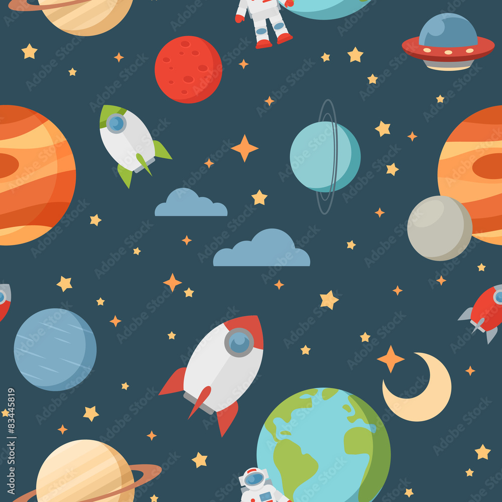 Seamless children cartoon space pattern Seamless children cartoon space pattern