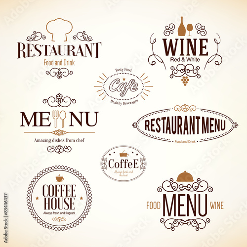 Vintage labels design. Logo set for restaurant and coffee house