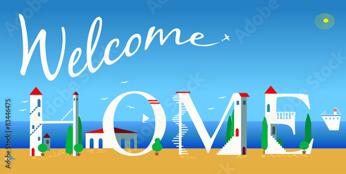 Inscription Welcome home. Vector Illustration