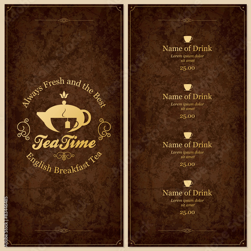 Menu for restaurant, cafe, bar, coffee house