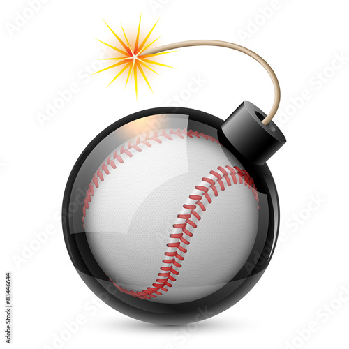 Abstract baseball shaped like a bomb