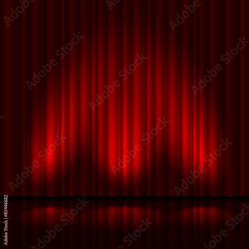 Stage with red curtain