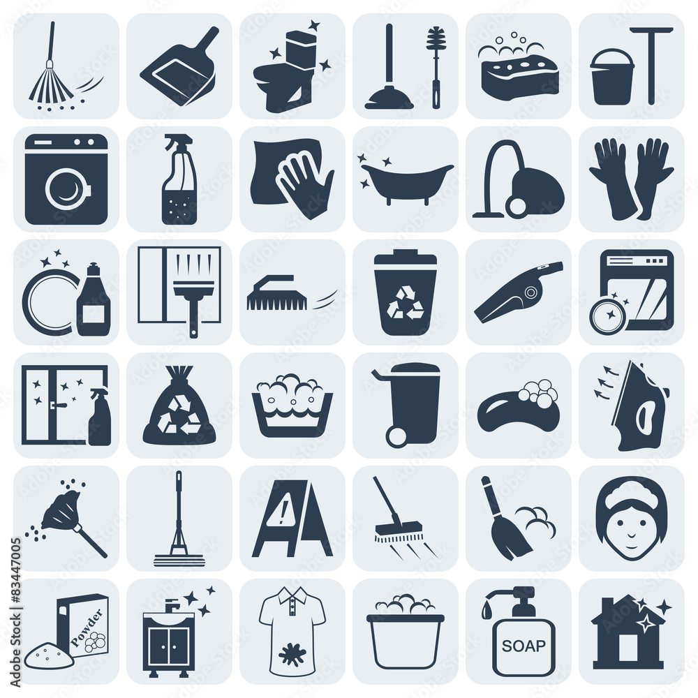 Cleaning and washing vector icon set Cleaning and washing vector icon set