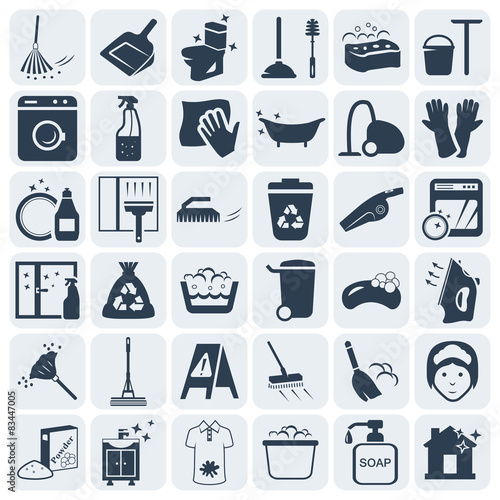 Cleaning and washing vector icon set