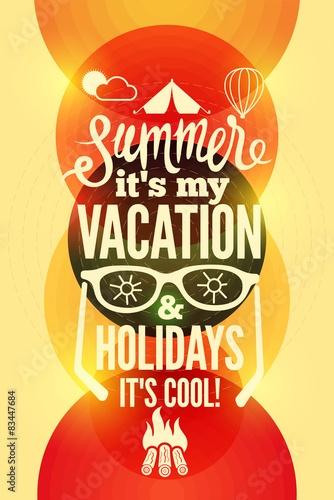 Summer time retro poster. Vector typographical design.