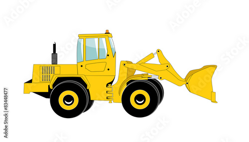 Excavator work. Isolated