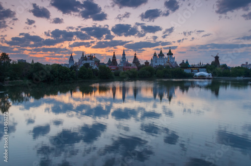 Summer evening landscape with russian Kremlin after sunset