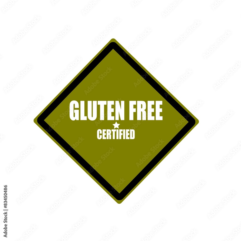 Certified Gluten Free white stamp text on green background Certified Gluten Free white stamp text on green background