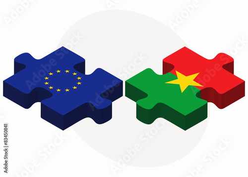 European Union and Burkina Faso Flags in puzzle
