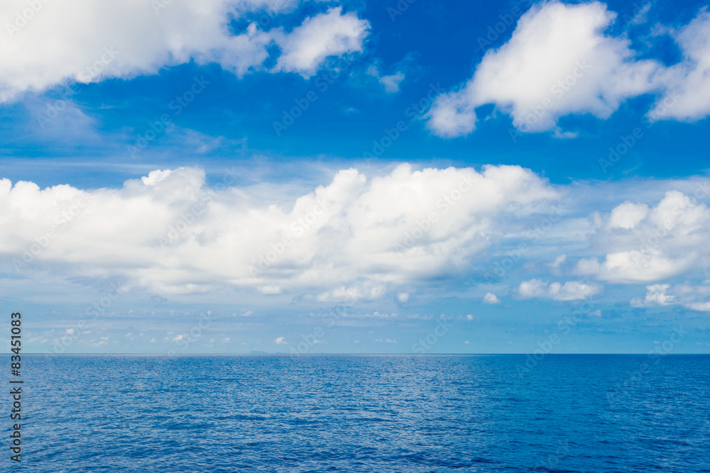 Beautiful sky and ocean. Sea summer shot white cloud