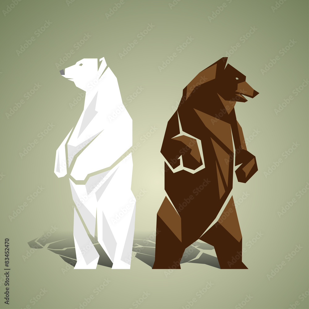 Naklejka premium Geometric white and brown bears 