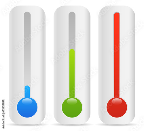 rising thermometer, thermograph set. vector elements. temperatur