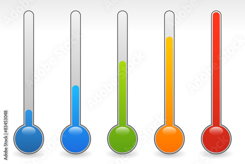 rising thermometer, thermograph set. vector elements. temperatur photo