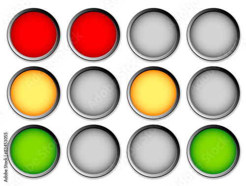 Traffic lights, traffic lamps on white, vector graphic
