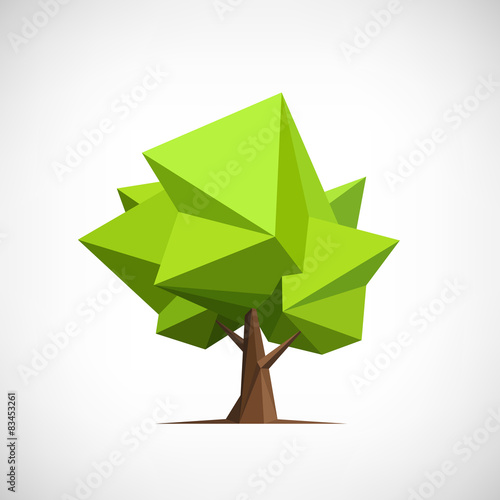 Conceptual polygonal tree. Abstract vector Illustration, low