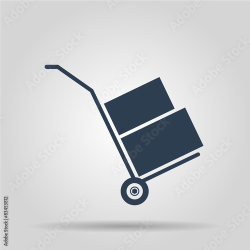wheelbarrow for transportation of cargo, web icon.