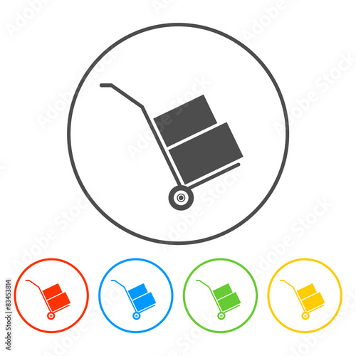 wheelbarrow for transportation of cargo, web icon.
