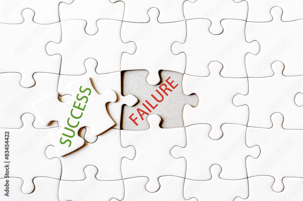 Fototapeta premium Missing jigsaw puzzle piece with word SUCCESS