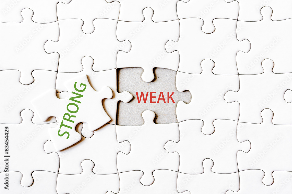 Missing jigsaw puzzle piece with word STRONG Missing jigsaw puzzle piece with word STRONG