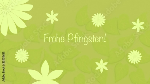 Frohe Pfingsten Schriftzug - Blätterhingergrund