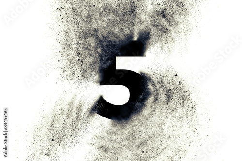 Character Number 5 five with particles on absrtact background  photo