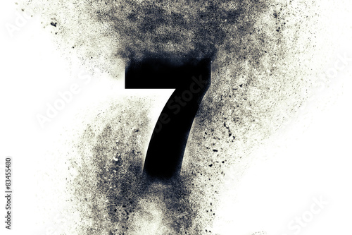 Character Number 7 seven with particles on absrtact background  photo