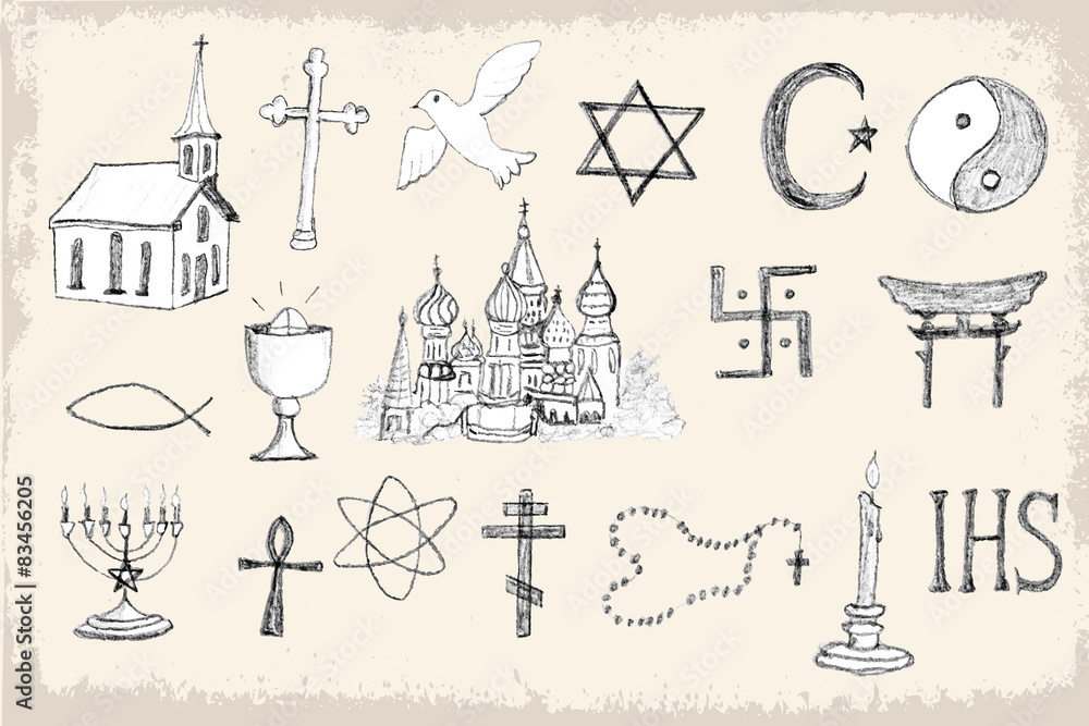 Set of trendy vector religion elements