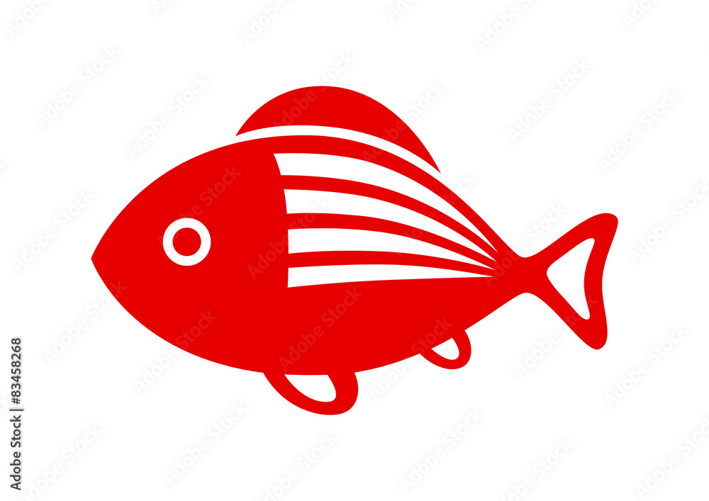 Obraz premium Fish vector icon on white background