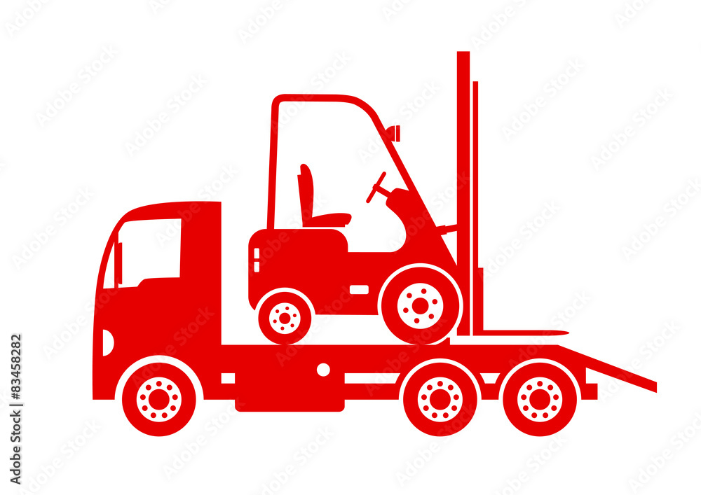 Tow truck with forklift on white background Tow truck with forklift on white background