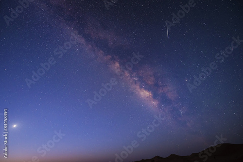 Milky Way and Meteor in Sahara Desert,