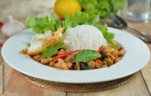 stir fried chicken with holy basil  and hot chilli