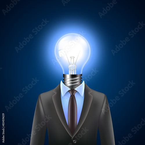 Lamp-head businessman, idea concept vector