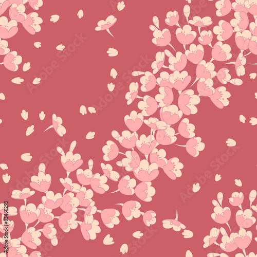 Beautiful vector seamless pattern with sakura flowers