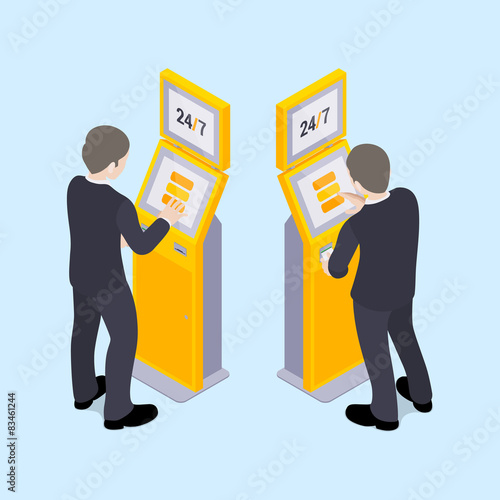 Man in black suit near the payment terminal