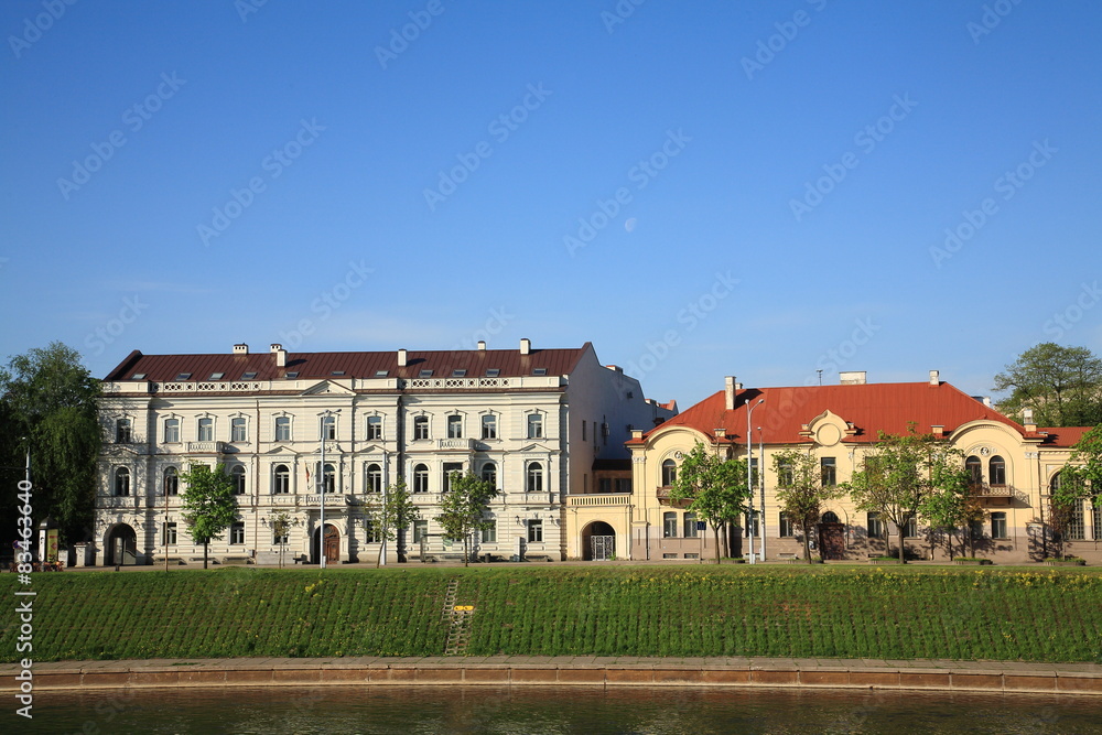 Buildings on the left bank of the river Neris Buildings on the left bank of the river Neris