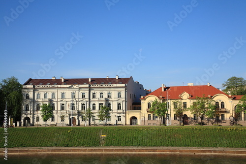 Buildings on the left bank of the river Neris