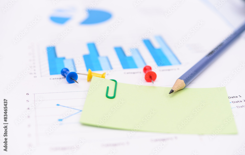 paper note with pencil and Financial concept accounting paper note with pencil and Financial concept accounting