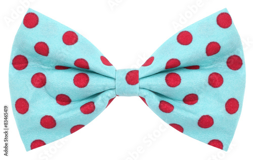 Photo Hair bow tie turquoise blue with red dots