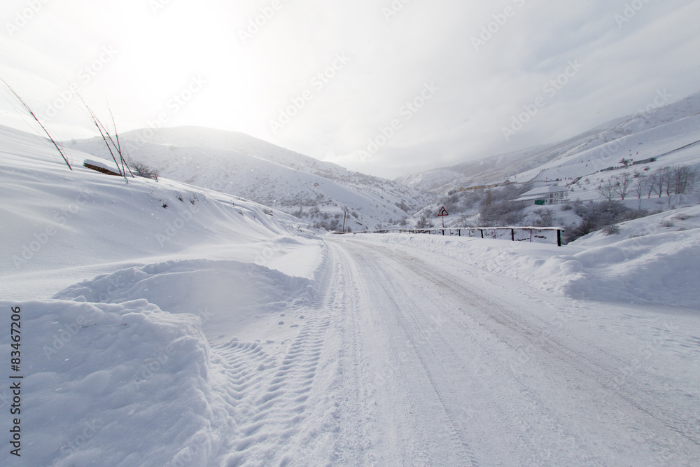 winter road in the mountains