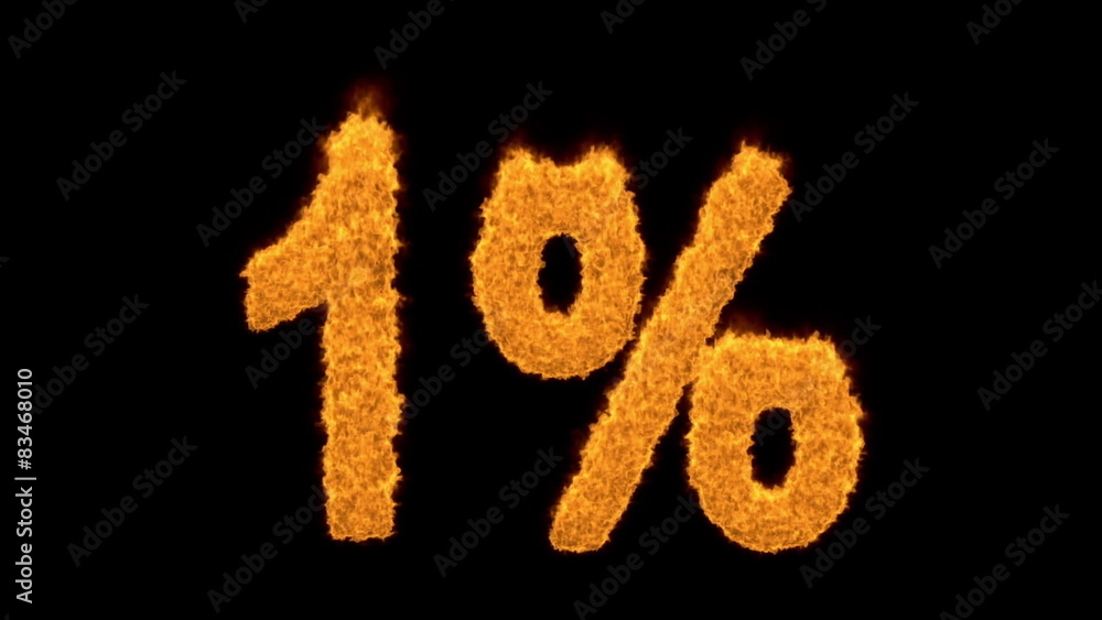 1 percent in flaming golden numerals 1 percent in flaming golden numerals