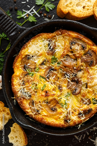Frittata with mushrooms and parmesan cheese