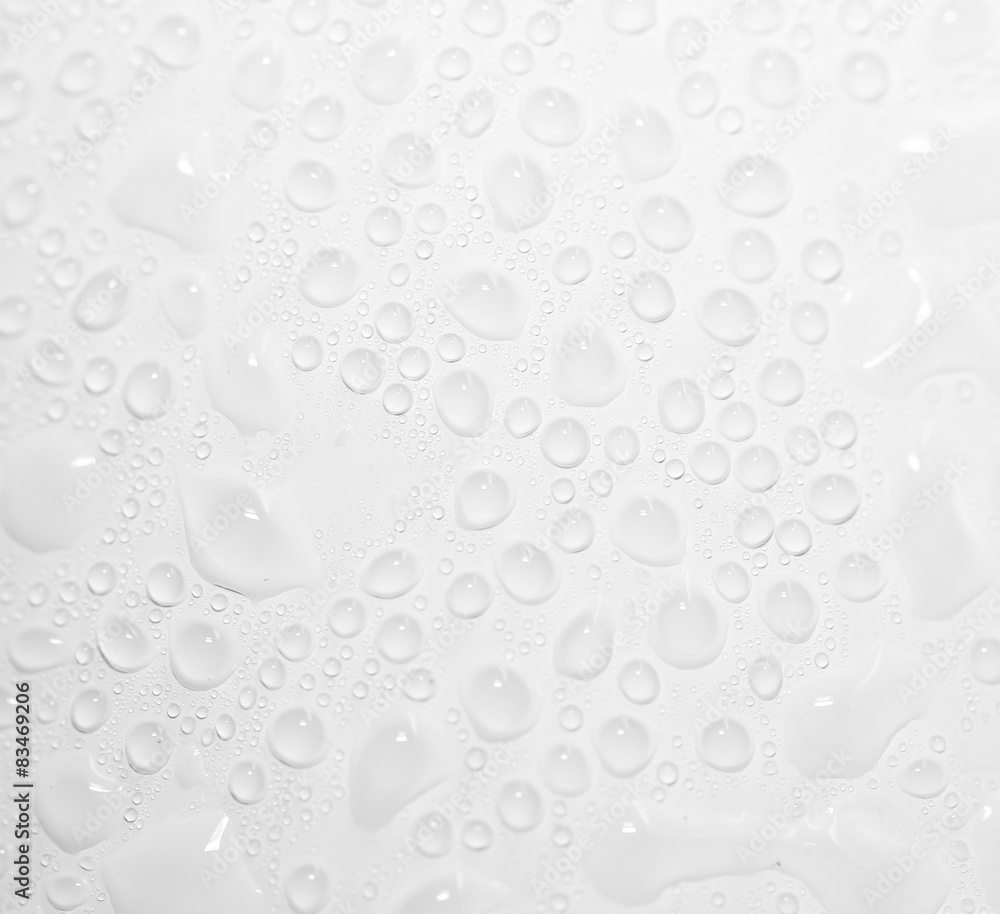 water drops on a white background. close-up water drops on a white background. close-up
