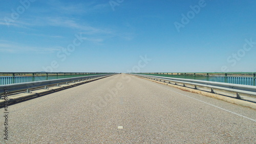 Road on bridge of Alqueva lake