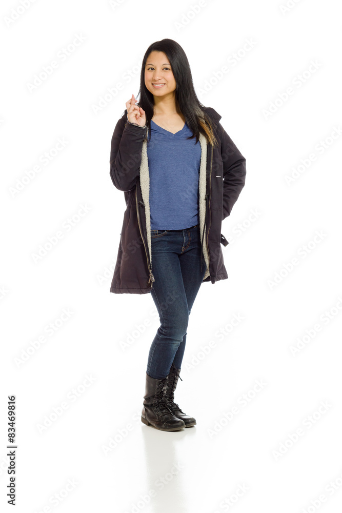 Model fingers crossed wishing lucky Model fingers crossed wishing lucky